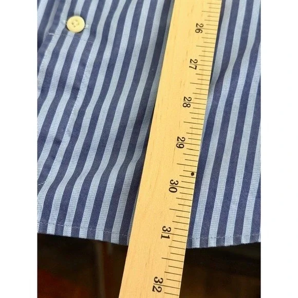 Peter Millar Nanoluxe Easycare Blue Stripe Button Down Shirt Men's Size 16.5L - Picture 9 of 9